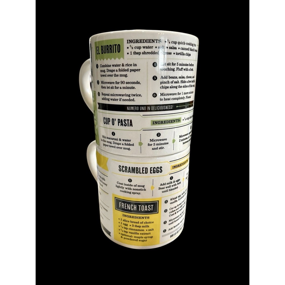 Dinner For 1 & Breakfast Recipe Mug Fred® Grub Mug Set EXCELLENT!